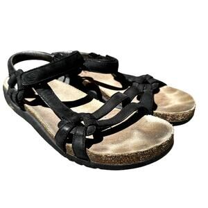 Teva Ventura Cork Strappy Sandals Round Toe Casual Walking Leather Black 7
